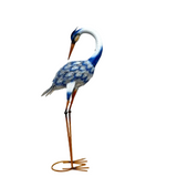 METAL BIRD 'EGRET' BLUE AND WHITE