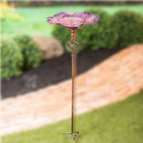 GLASS BIRD BATH PURPLE SWIRL